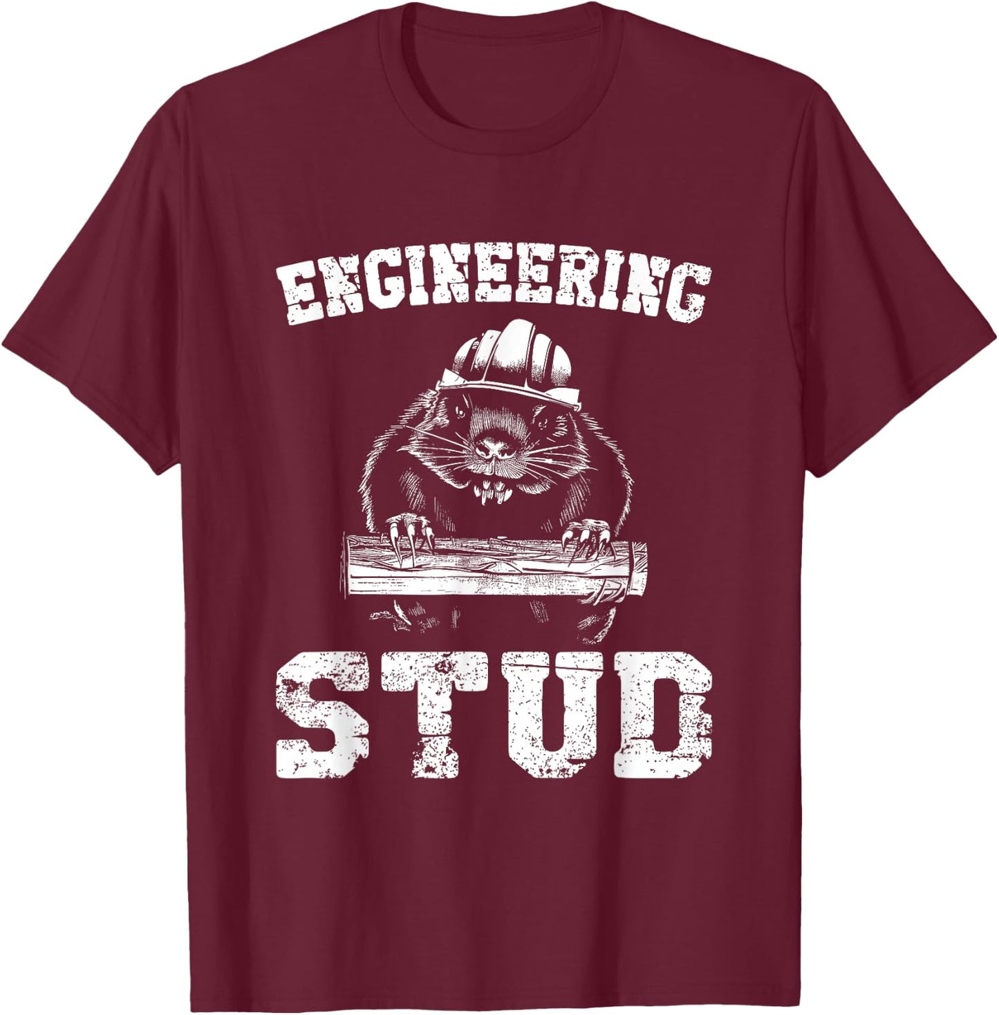 Engineering Stud Beaver - Funny Vintage Engineer Student T-Shirt - T-Shirt | Maroon