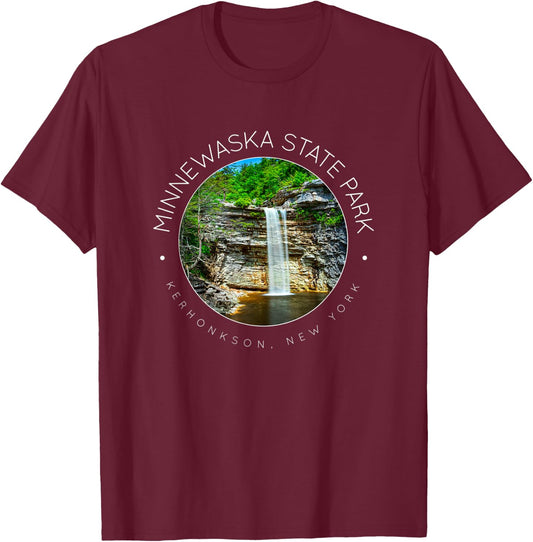 Minnewaska State Park Preserve, New York State, Waterfall T-Shirt - T-Shirt | Maroon