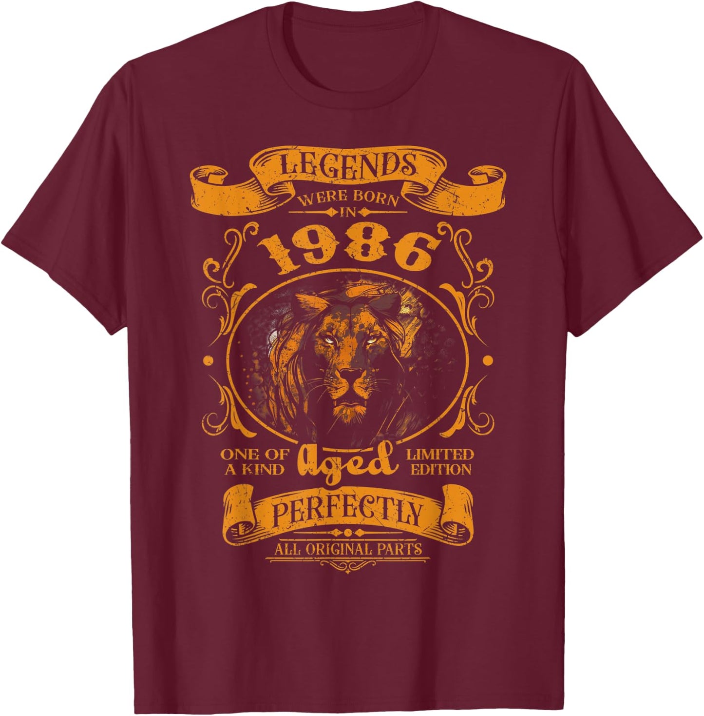 Legends were born in 1986 37th birthday lion lovers gift T-Shirt - T-Shirt | Maroon