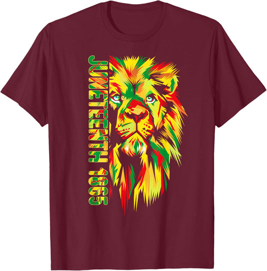 Juneteenth Men Women African American Black Lion 1865 King T-Shirt - T-Shirt | Maroon