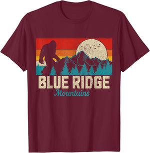 Blue Ridge Mountains Bigfoot Vintage Hiking Hunter Hiker T-Shirt - T-Shirt | Maroon