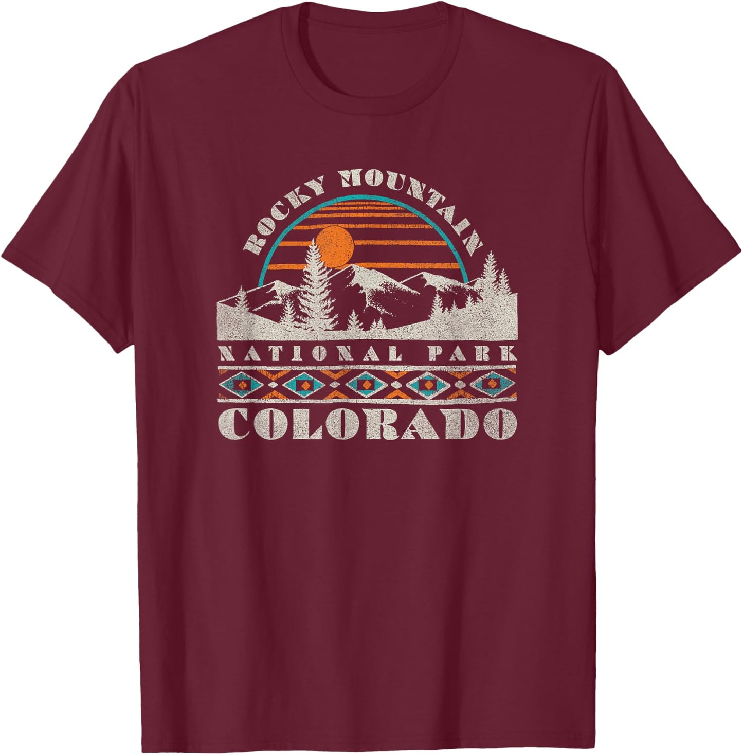 Rocky Mountain National Park Vintage T-Shirt - T-Shirt | Maroon