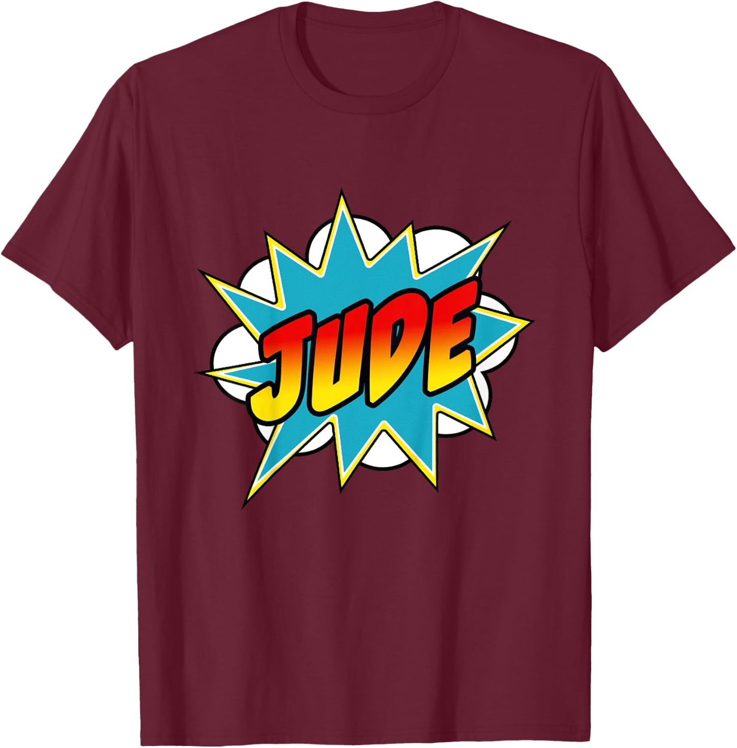Kids Boys Jude Name Comic Book Superhero T-Shirt - T-Shirt | Maroon