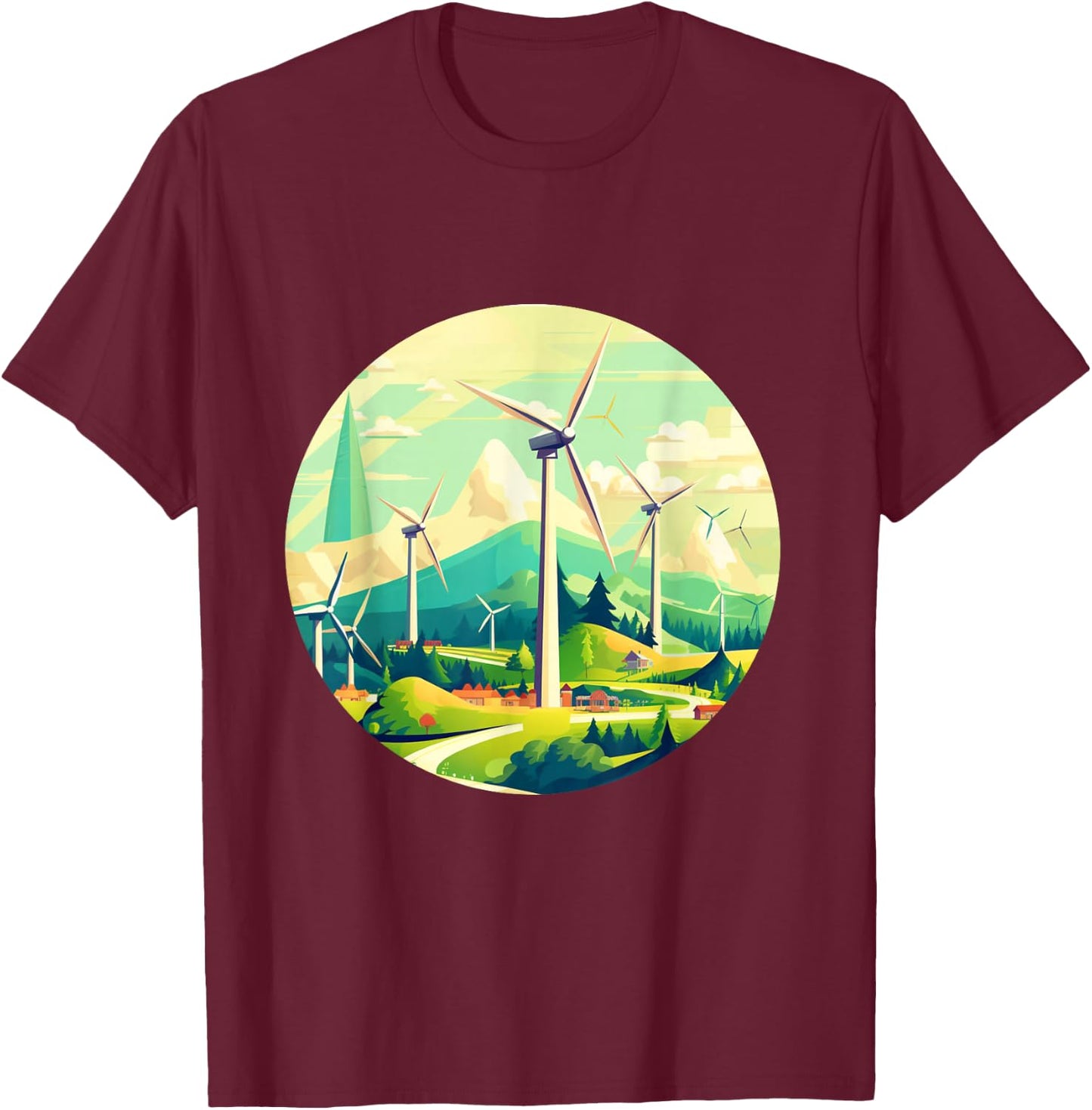 Funny Wind Turbines for Wind Park Lovers T-Shirt - T-Shirt | Maroon