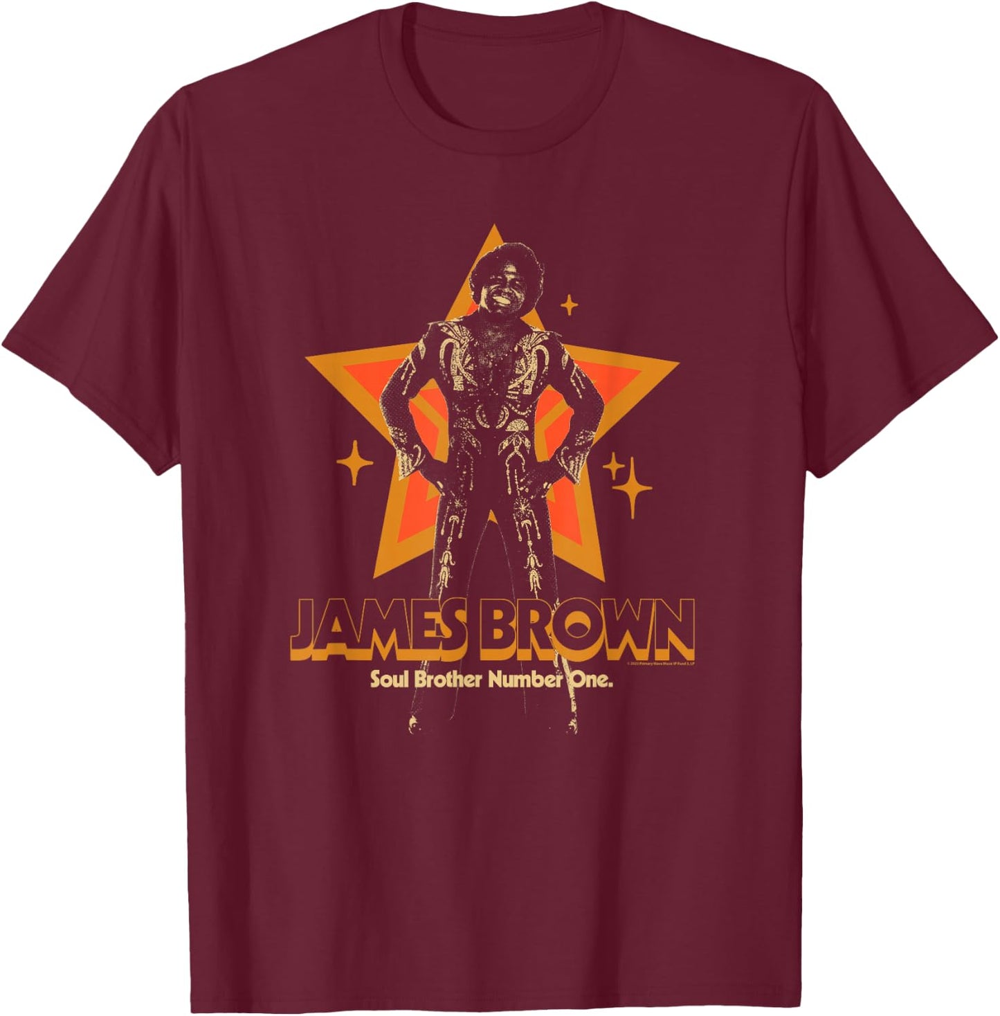 James Brown Soul Brother Number 1 Star T-Shirt - T-Shirt | Maroon