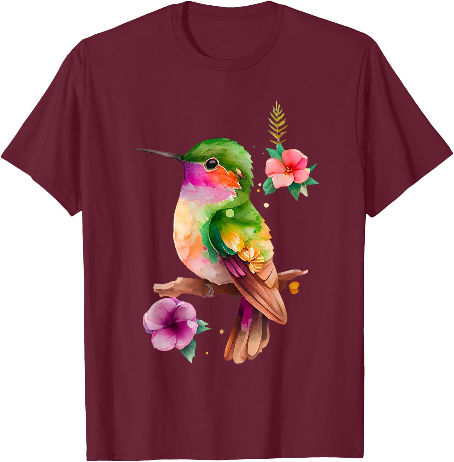 Vintage Hummingbird Bird Lover Hummingbird Men Women T-Shirt - T-Shirt | Maroon