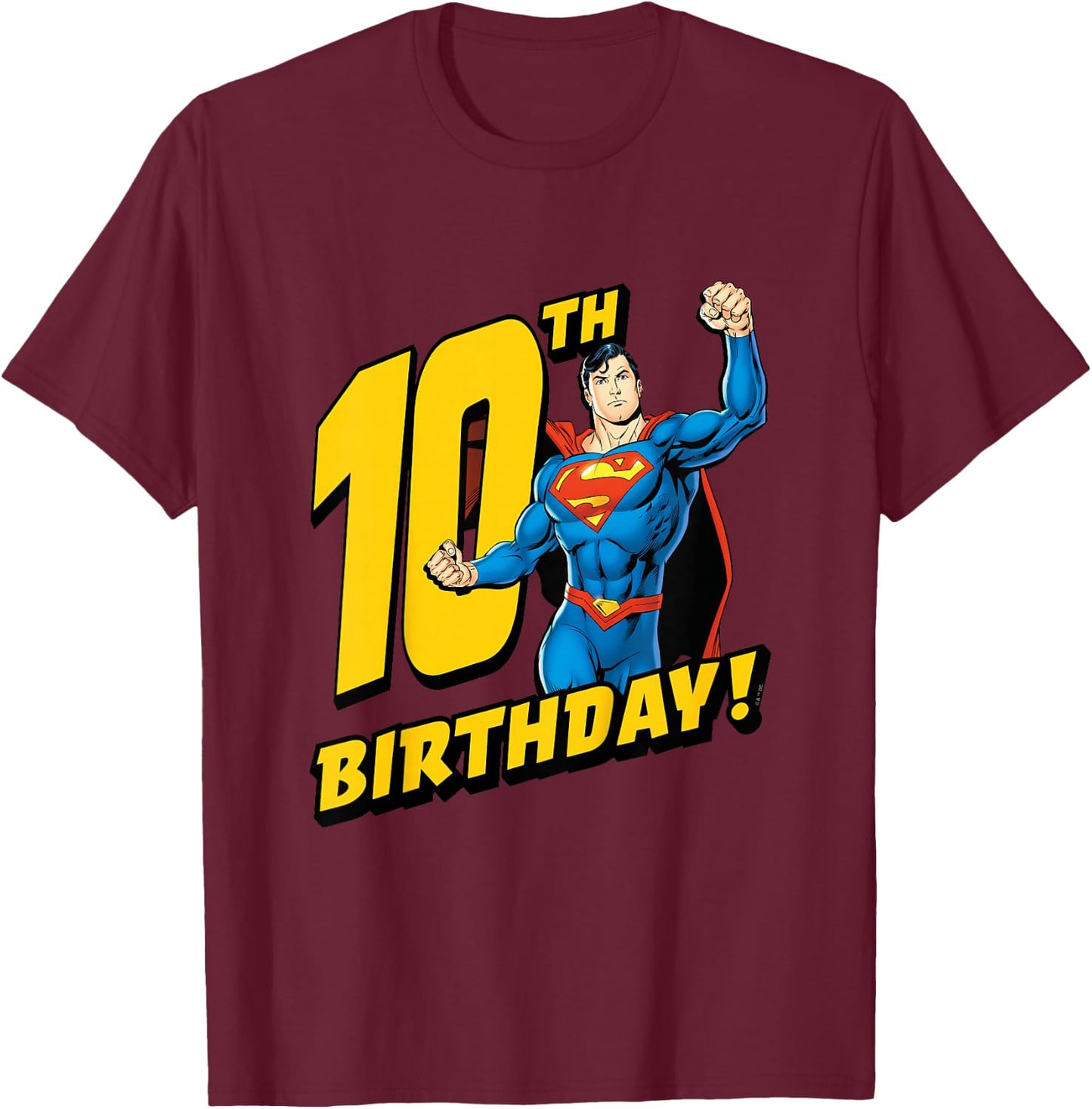 Kids Superman 10th Birthday T-Shirt - T-Shirt | Maroon