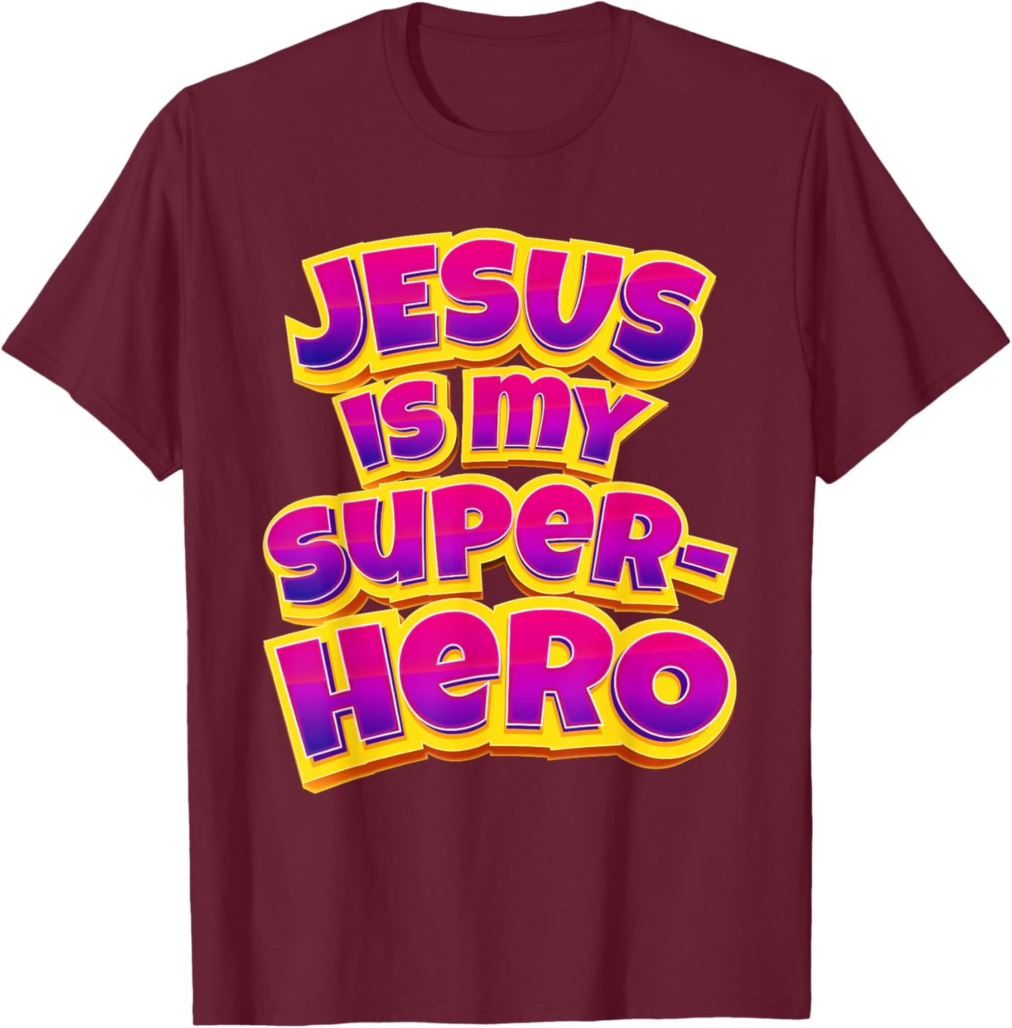 Jesus is My Superhero – Women & Girls Christian Faith Comic T-Shirt - T-Shirt | Maroon