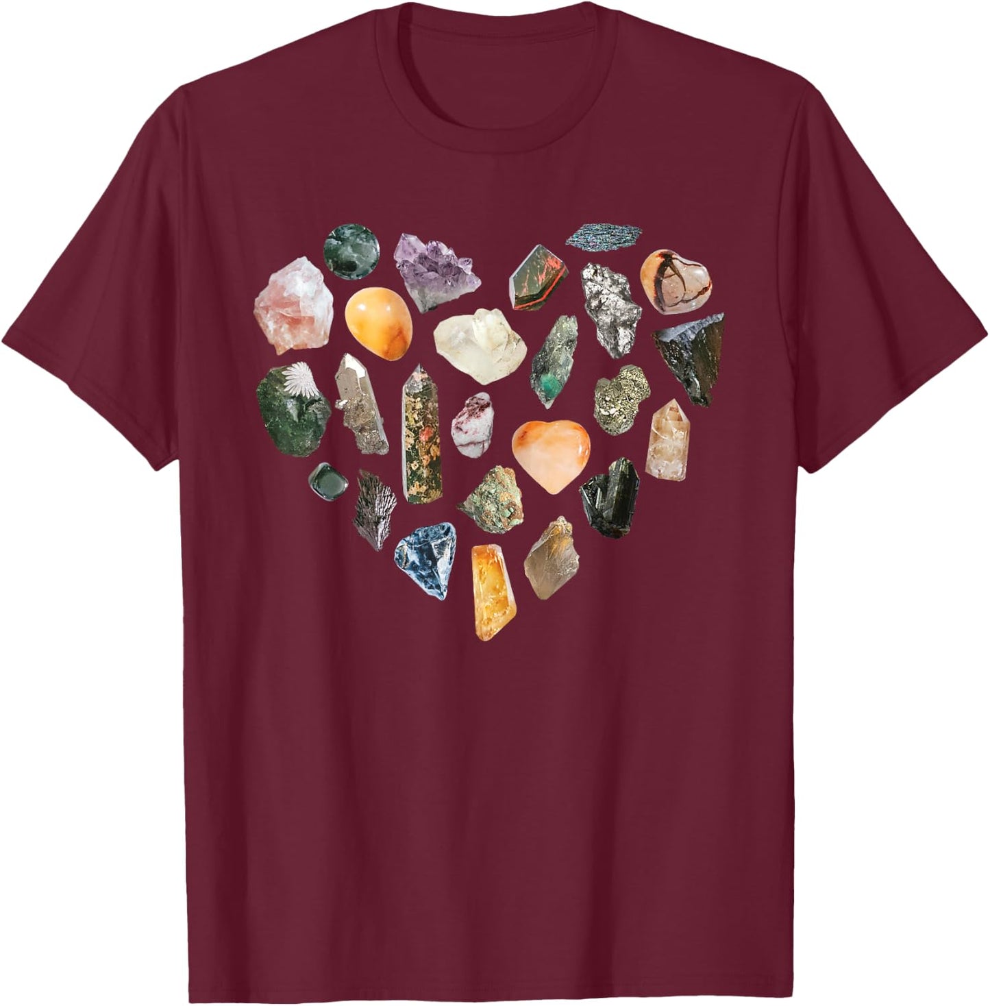 Heart Mineral Gems Collecting Rocks Rockhounding Geologist T-Shirt - T-Shirt | Maroon