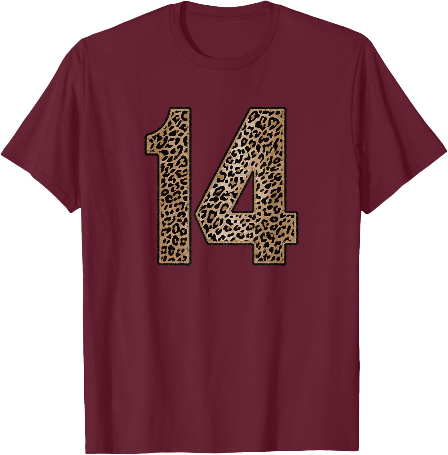 Leopard Number 14 Athlete Sports Jersey Supporter Fanwear T-Shirt - T-Shirt | Maroon