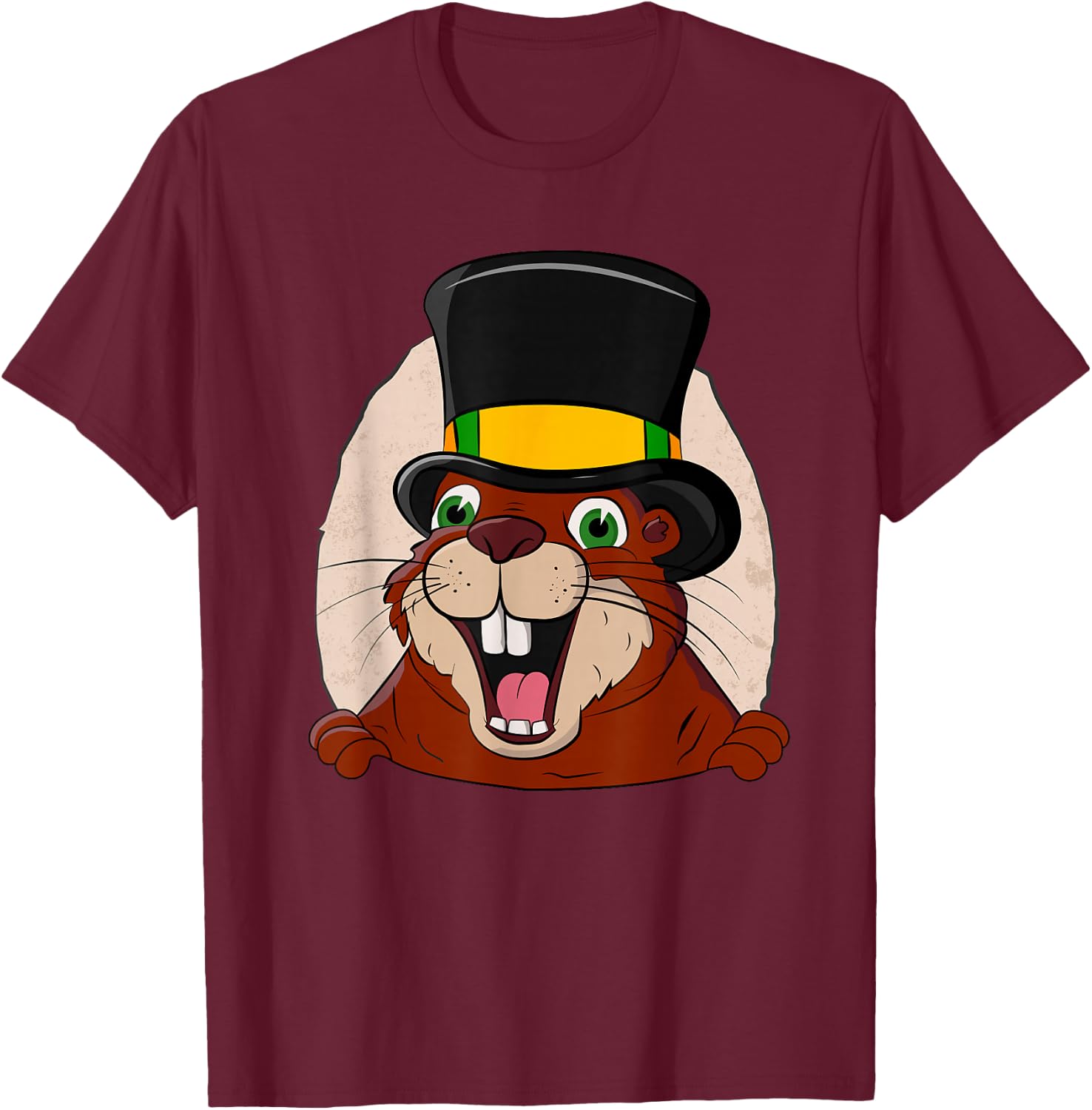 Punxsy Phil's Cute Groundhog Day February 2nd Holiday Design T-Shirt - T-Shirt | Maroon