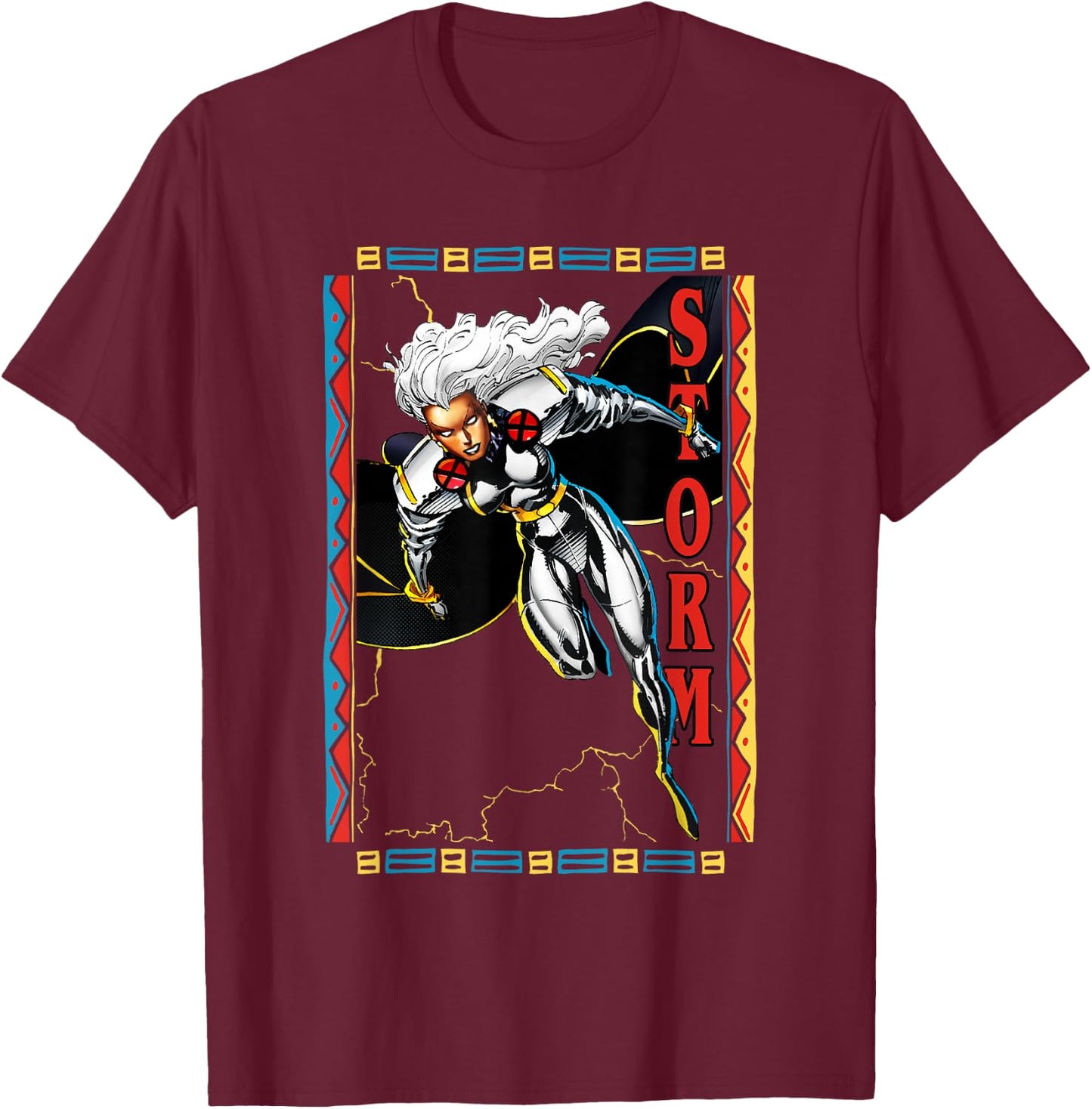 Marvel X-Men Storm Tribal Style Frame Epic Portrait T-Shirt - T-Shirt | Maroon