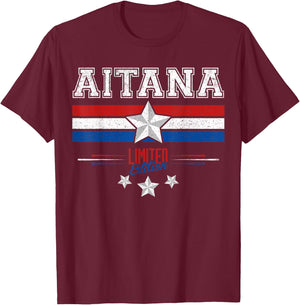 Aitana USA Flag Aitana Name Birthday Shirt Gift T-Shirt - T-Shirt | Maroon