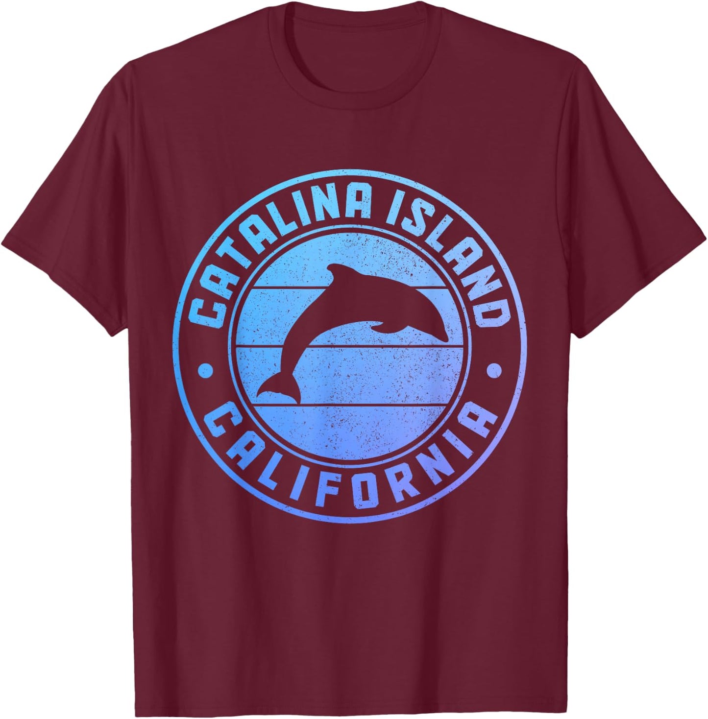 Catalina Island Dolphin Vintage California T-Shirt - T-Shirt | Maroon
