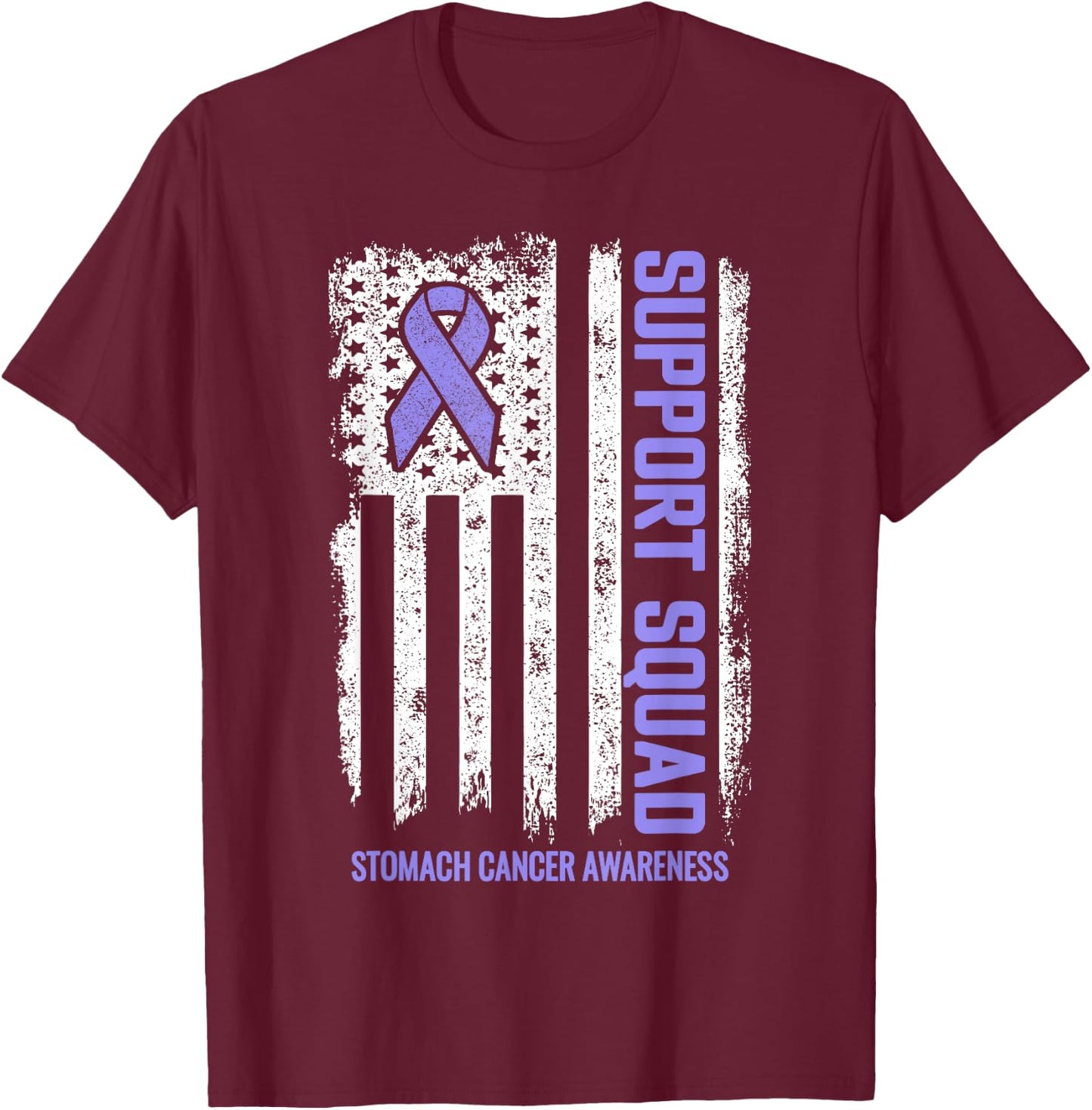 Stomach Cancer Shirts Support Squad Stomach Cancer Awareness T-Shirt - T-Shirt | Maroon