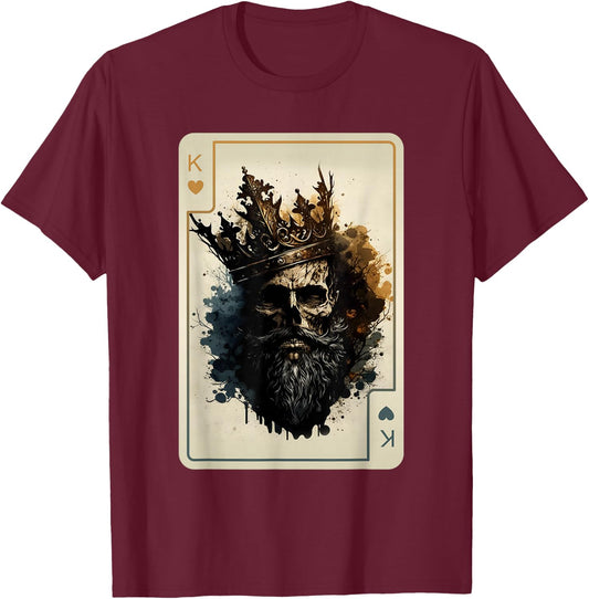 King of Hearts Creepy Card Game Poker Gothic Halloween T-Shirt - T-Shirt | Maroon