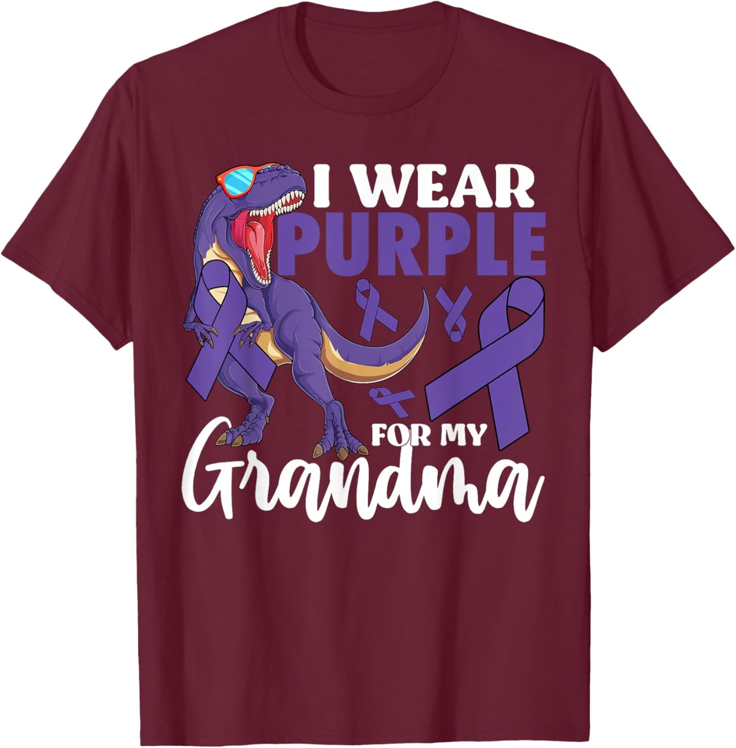 I Wear Purple For My Grandma Pancreatic Cancer Awareness T-Shirt - T-Shirt | Maroon