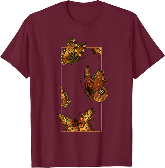 Cottagecore Goblincore Goth Aesthetic Butterflies T-Shirt - T-Shirt | Maroon