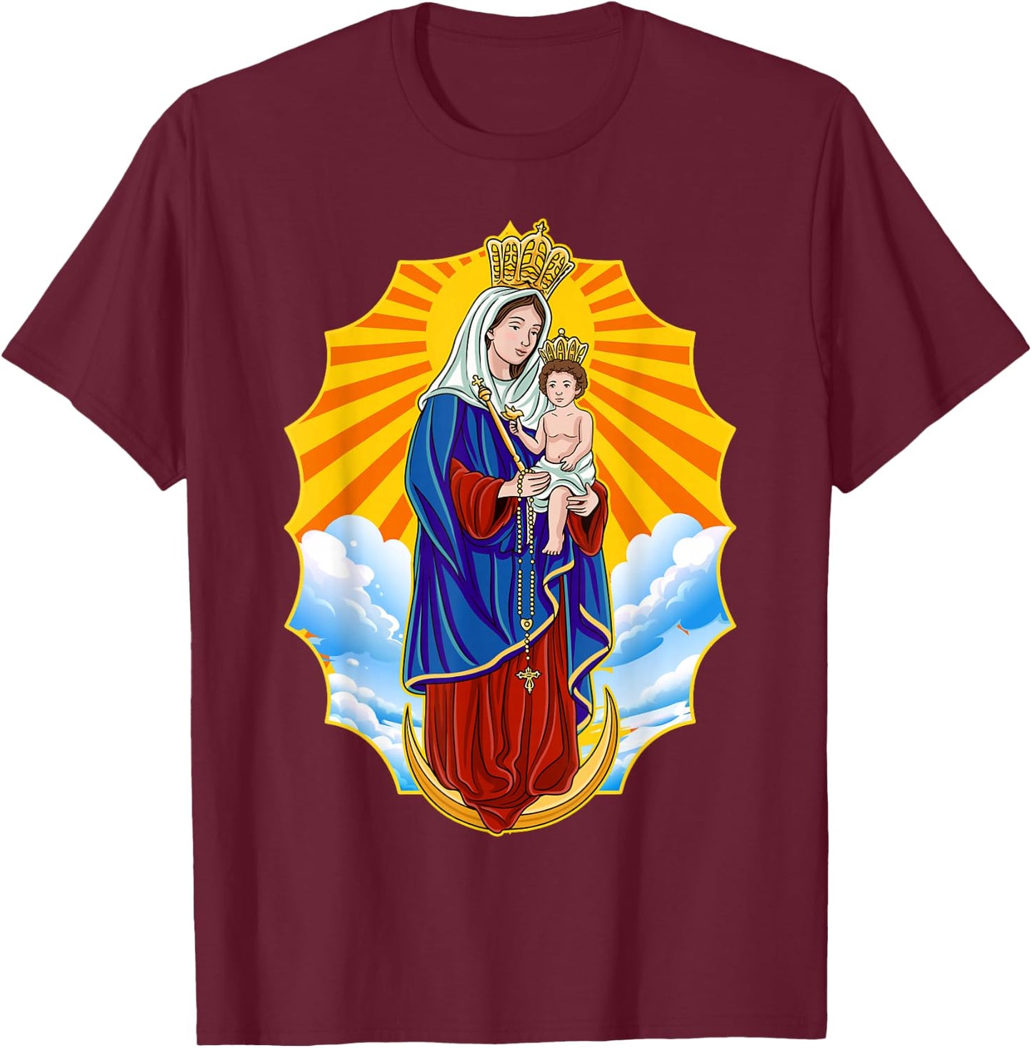 Chinita Chiquinquira Venezuela Maracaibo Virgen Chiquinquira Chinita Zulia Black T-Shirt - T-Shirt | Maroon