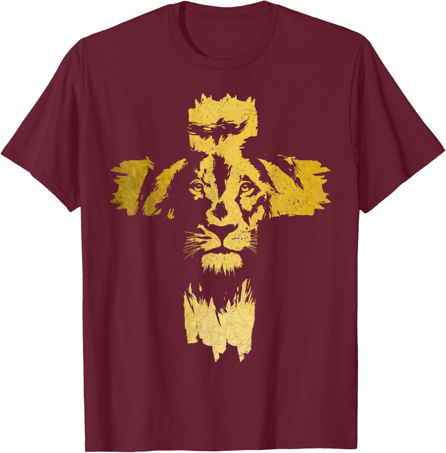 Christian Lion Cross Bible Jesus Religious T-Shirt - T-Shirt | Maroon