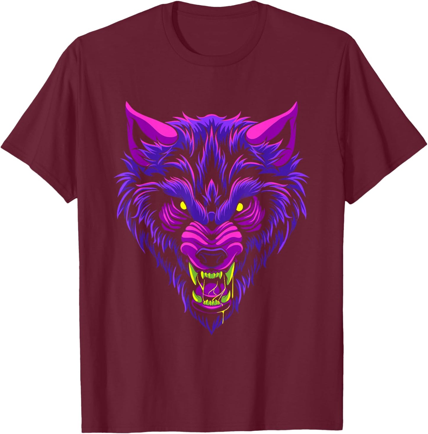 Cryptid Werewolf Head Halloween Mythology Mythical Creature T-Shirt - T-Shirt | Maroon