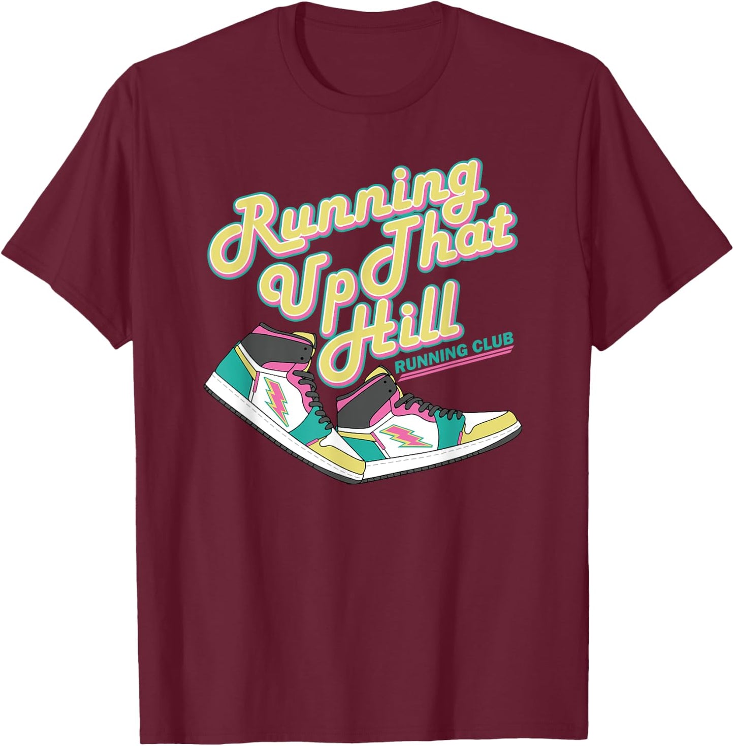 Running Up That Hill Retro Running Marathon Track Cross T-Shirt - T-Shirt | Maroon