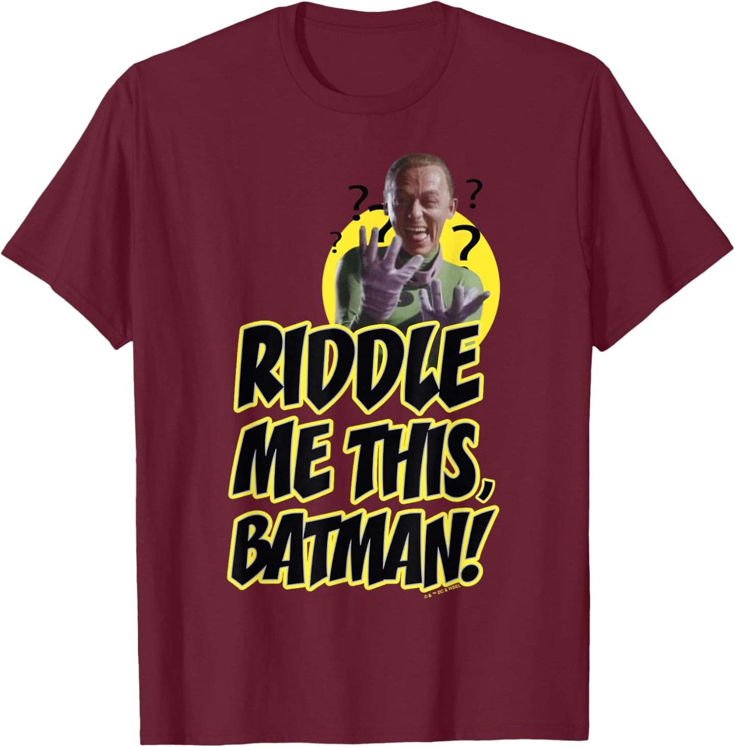 Batman (TV Show) Riddle Me This Batman! Riddler Retro Poster T-Shirt - T-Shirt | Maroon