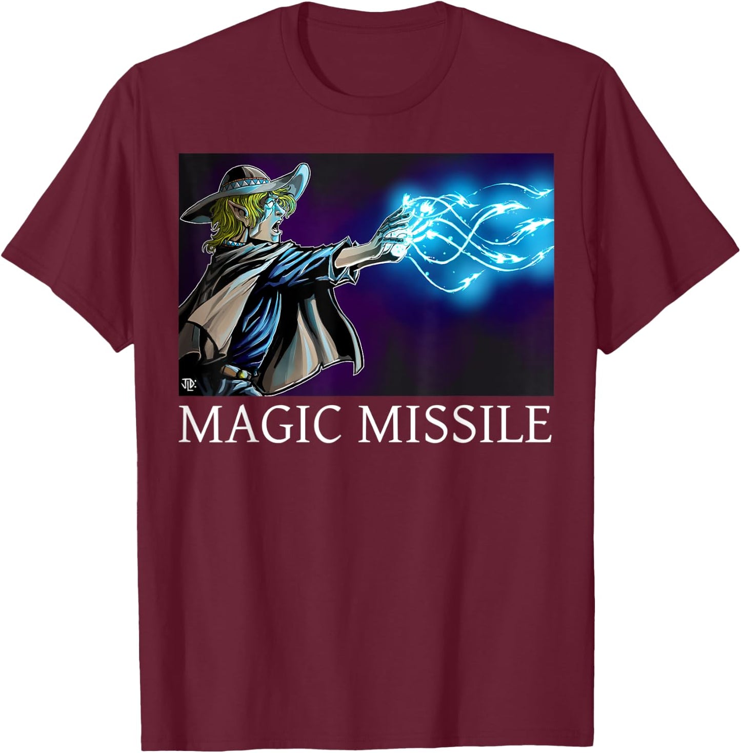 Caverns & Creatures: Magic Missile T-Shirt - T-Shirt | Maroon