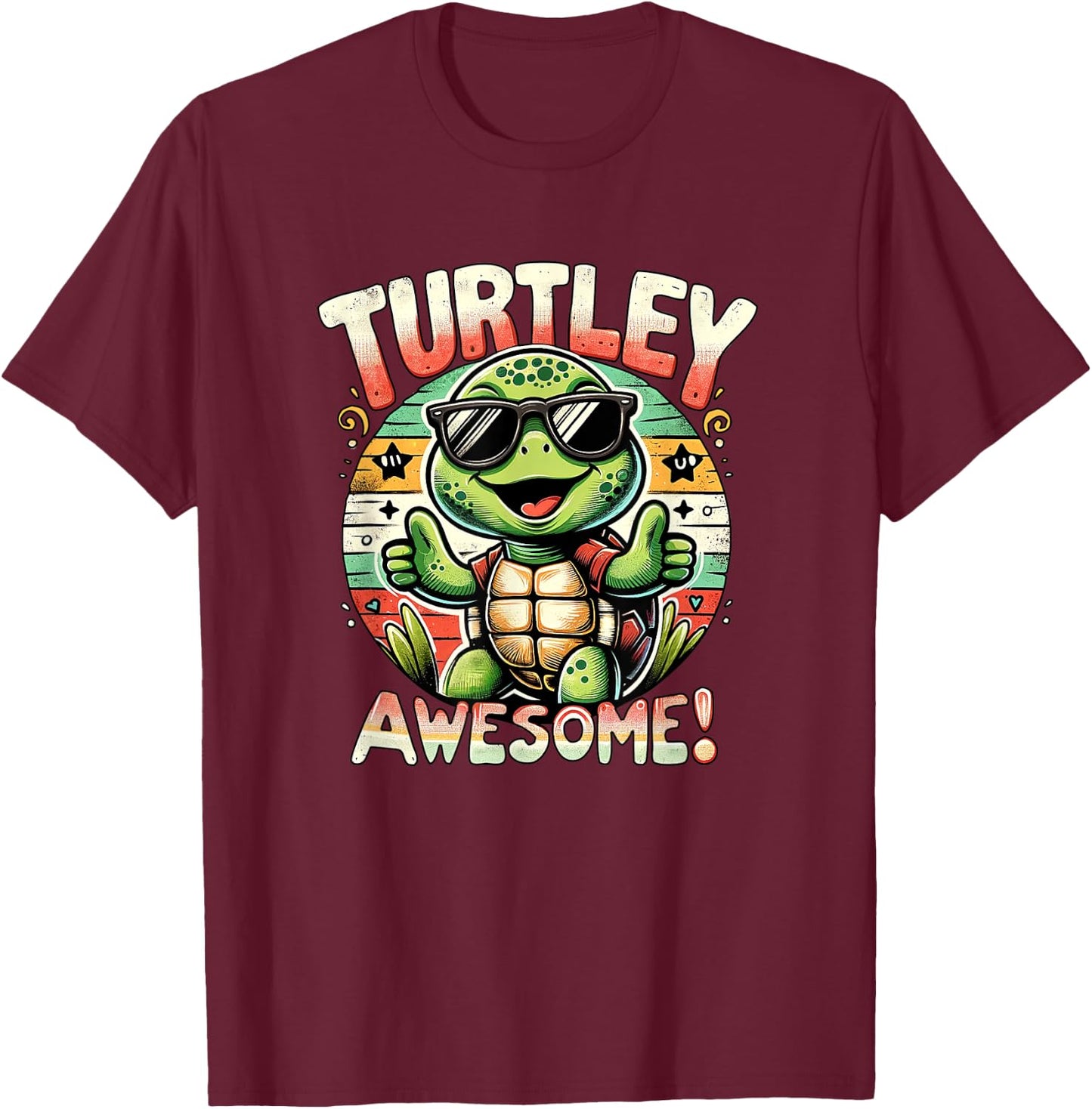 Turtley Awesome Kid's & Toddler's Funny Themed Cool Turtle T-Shirt - T-Shirt | Maroon