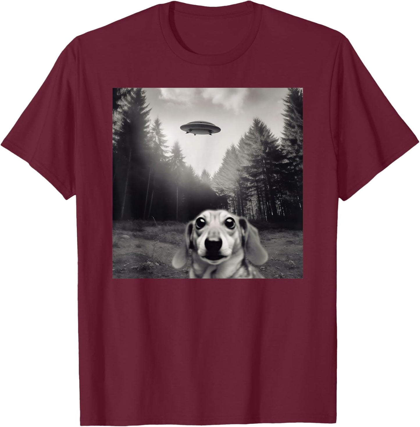 Alien UFO Funny Dachshund Dog Women Girls Kids T-Shirt - T-Shirt | Maroon