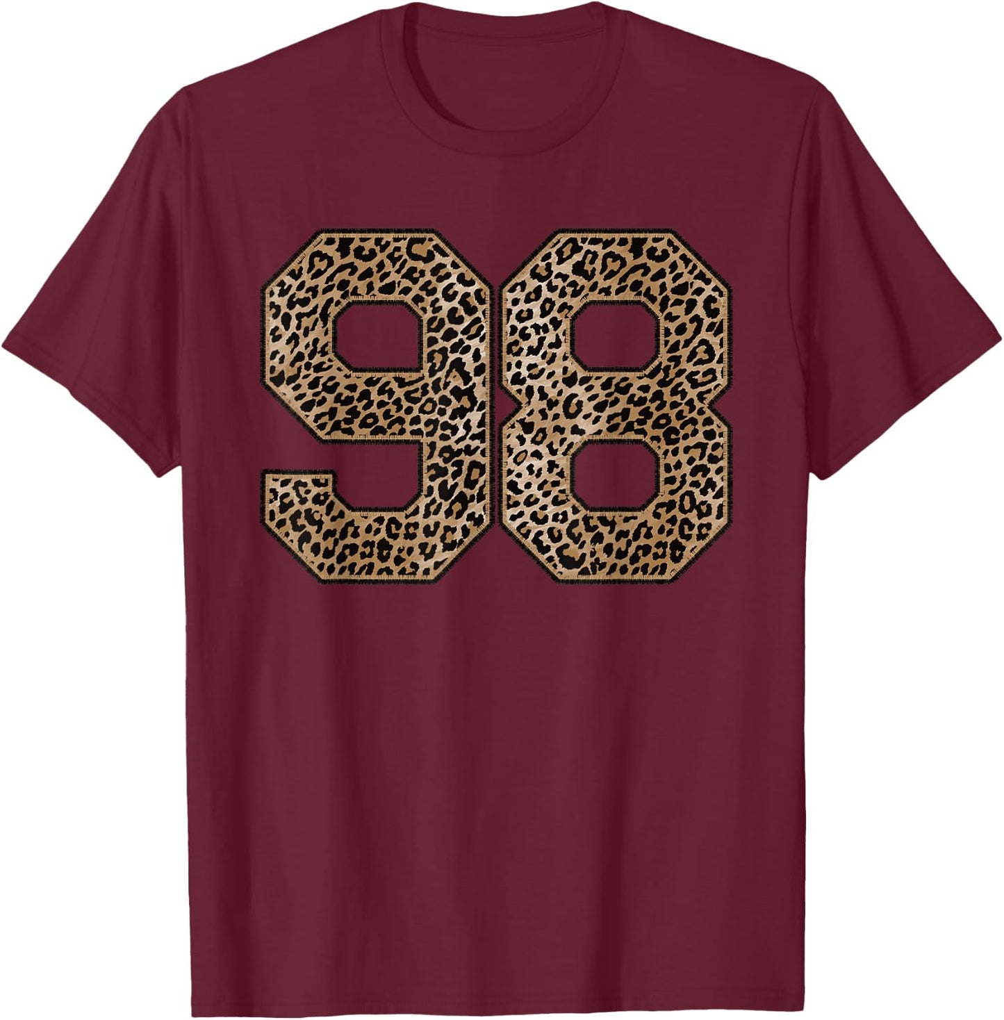 Leopard Number 98 Athlete Sports Jersey Supporter Fanwear T-Shirt - T-Shirt | Maroon