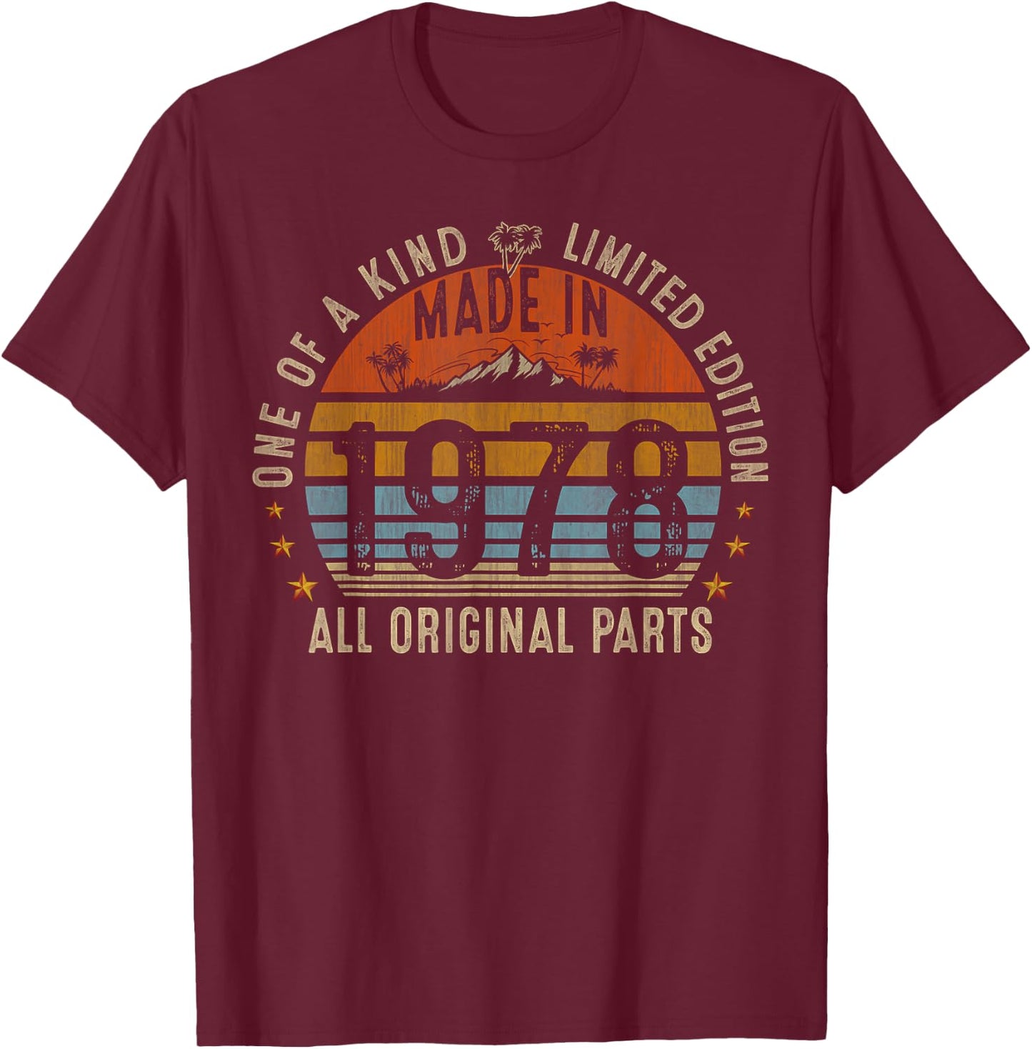 47th Birthday Gifts Men Women Vintage 1978 Original Parts T-Shirt - T-Shirt | Maroon
