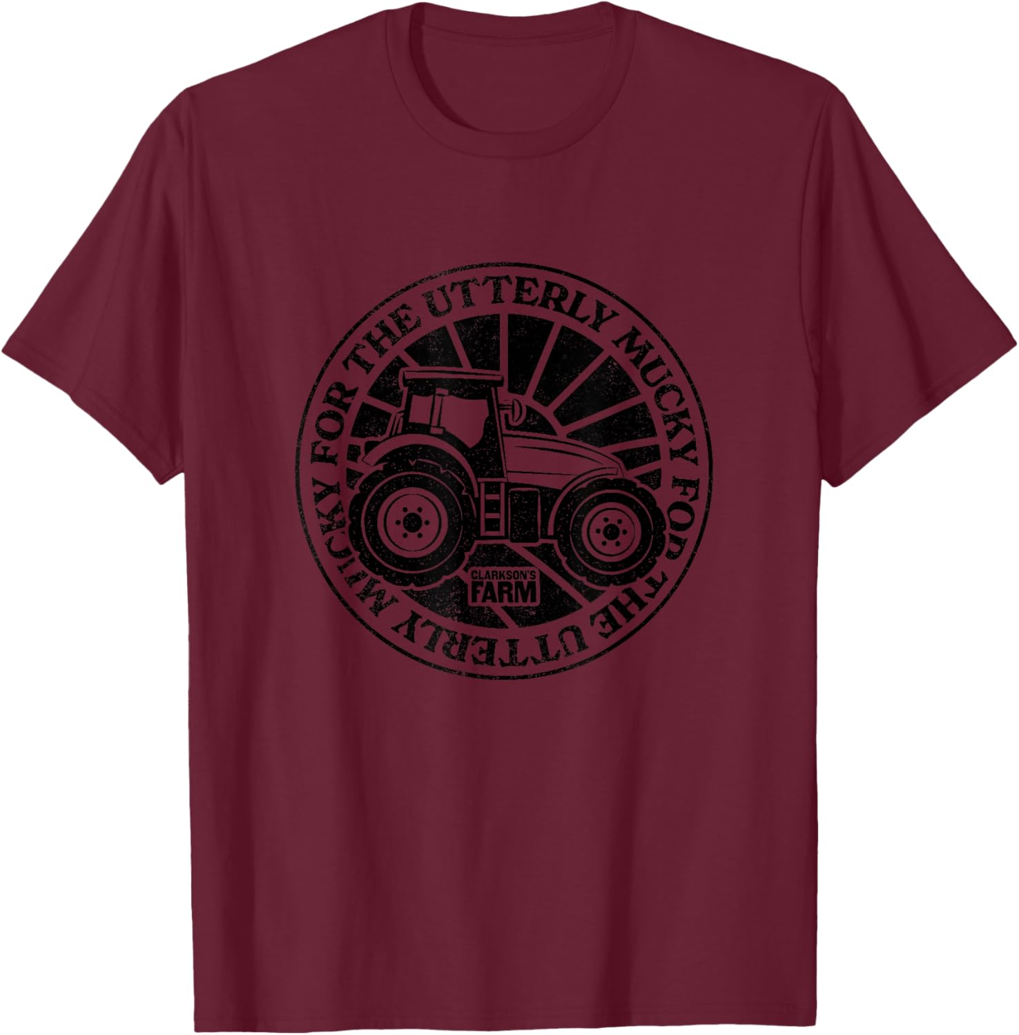Clarkson's Farm - For the Utterly Mucky - Black Logo T-Shirt - T-Shirt | Maroon