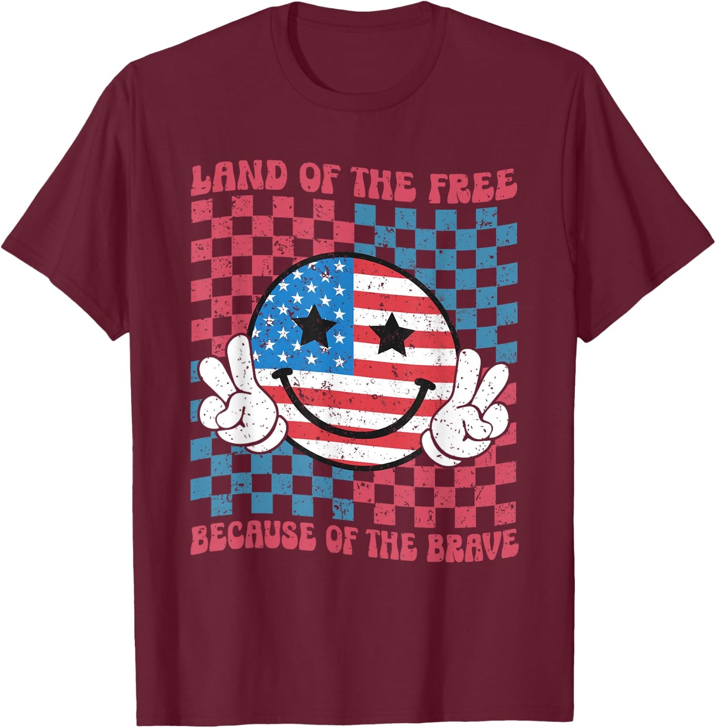 Home of the Free Because of the Brave Military American Flag T-Shirt - T-Shirt | Maroon