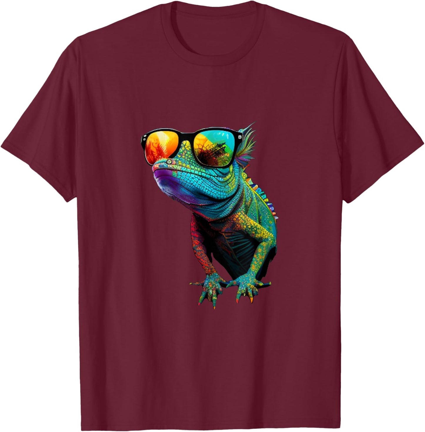 Funny Lizard with Sunglasses for Iguana & Reptiles Lovers T-Shirt - T-Shirt | Maroon