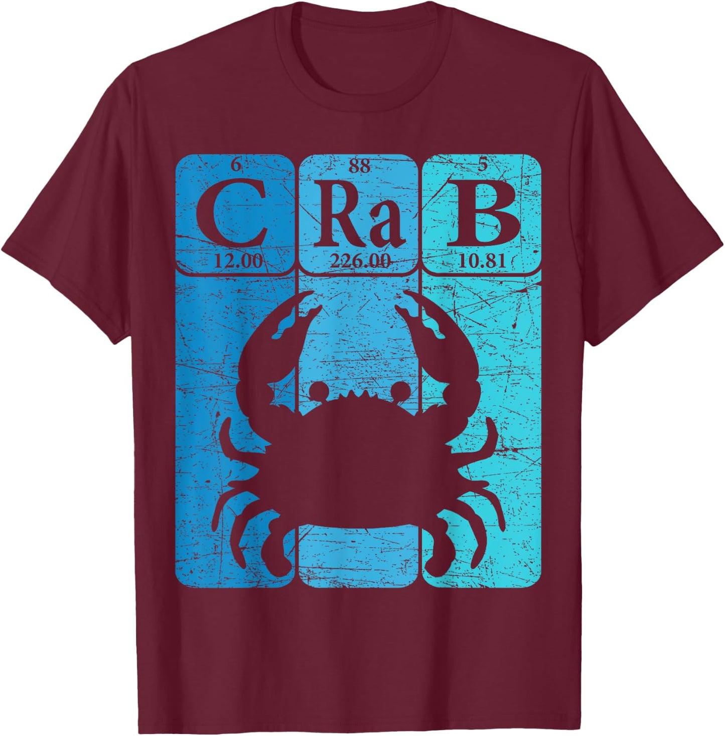 Crab Periodic Table Elements Seafood Crabbing Retro Crabber T-Shirt - T-Shirt | Maroon