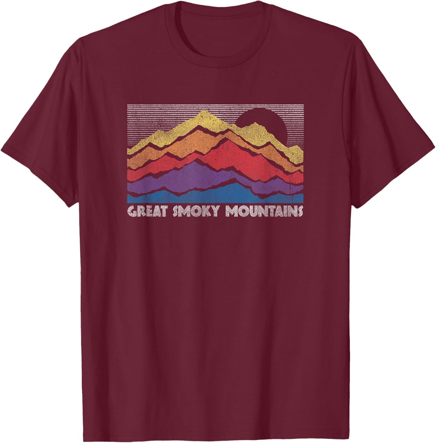 Great Smoky Mountains National Park Vintage Horizon T-Shirt - T-Shirt | Maroon
