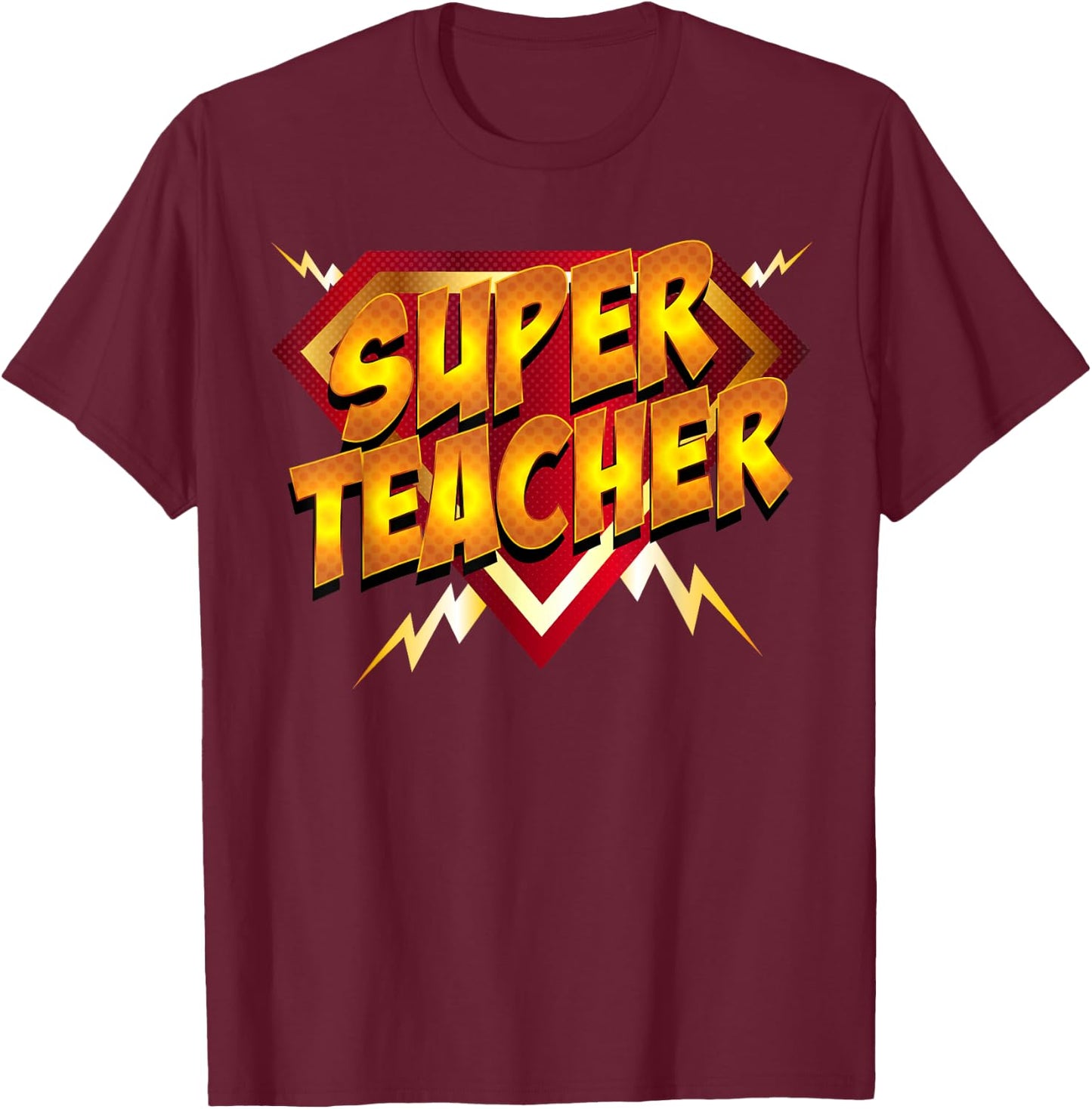 Super Teacher Superhero Back To School Teacher's Gift T-Shirt - T-Shirt | Maroon