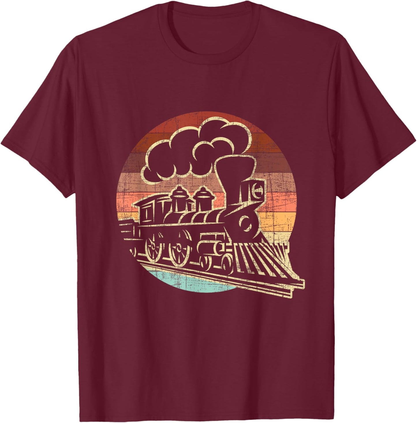 Retro Vintage Model Train - Railroad Locomotive Lover Trains T-Shirt - T-Shirt | Maroon