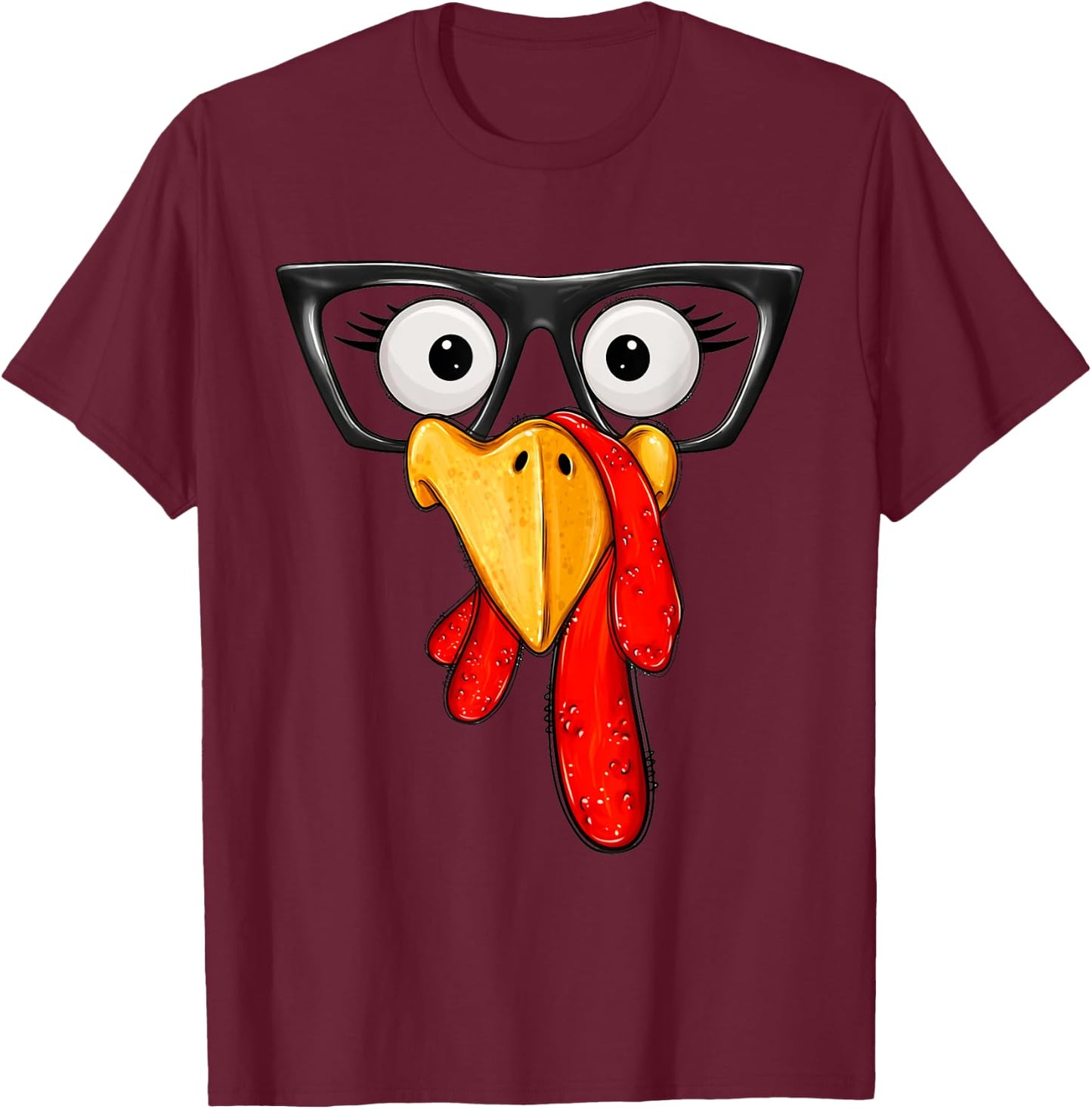 Cute Turkey Face Glasses Boys Kids Thanksgiving Family T-Shirt - T-Shirt | Maroon