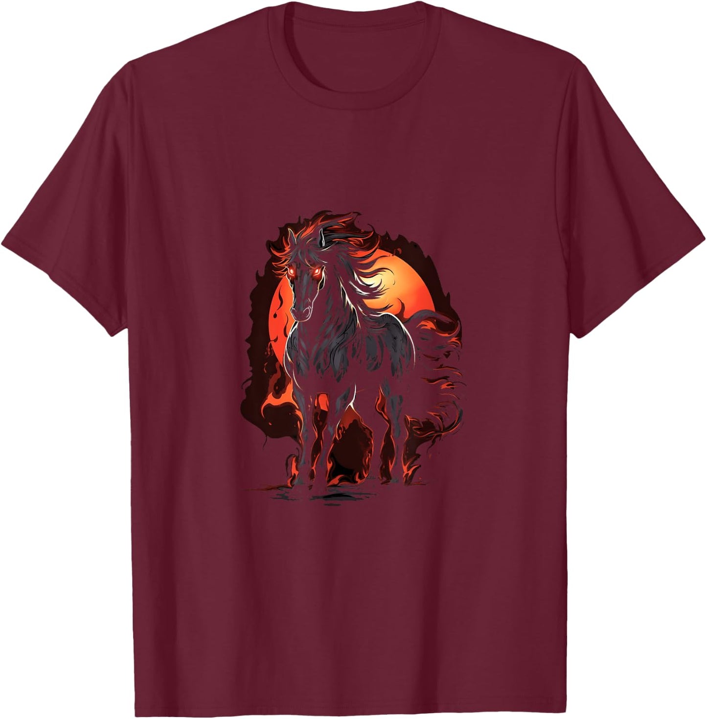 Gothic Horse Scary Dark Horses Animal Goth T-Shirt - T-Shirt | Maroon