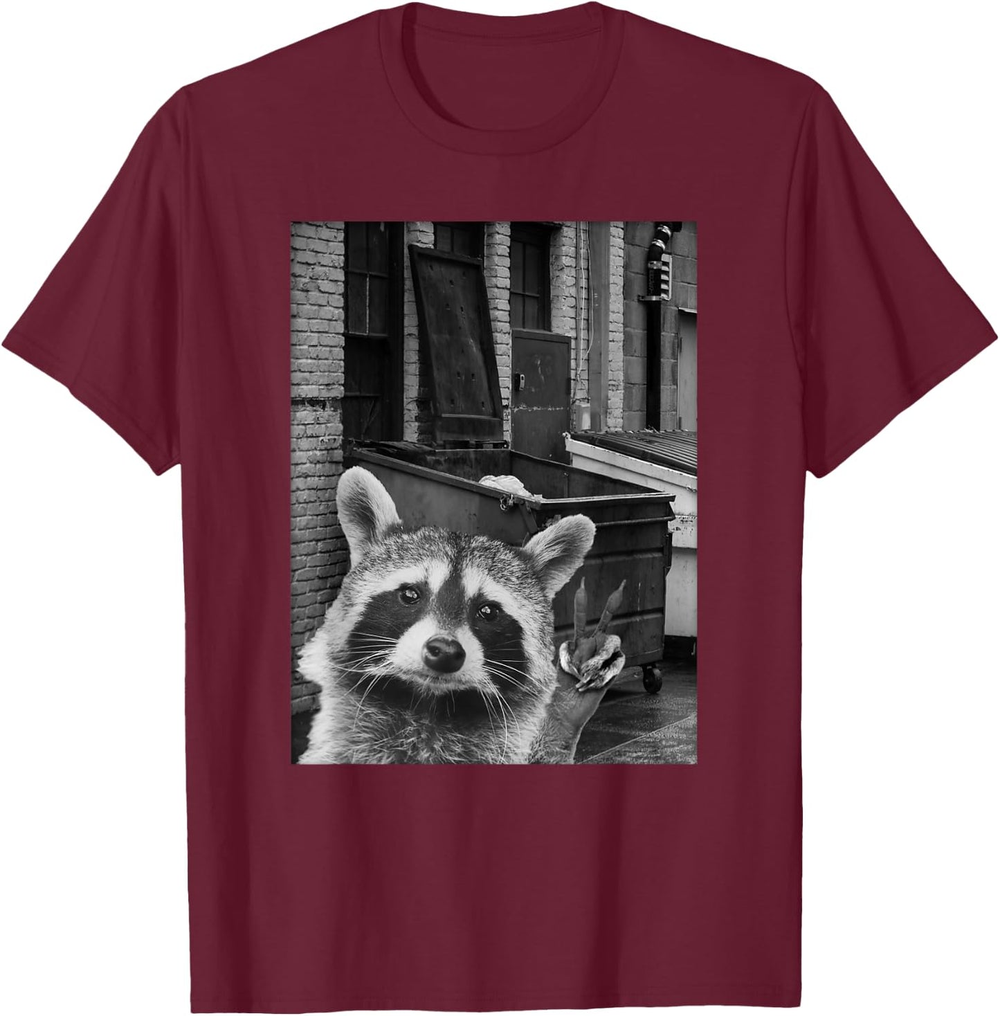 Funny Raccoon Selfie Shirt - Raccoon T-Shirt - T-Shirt | Maroon