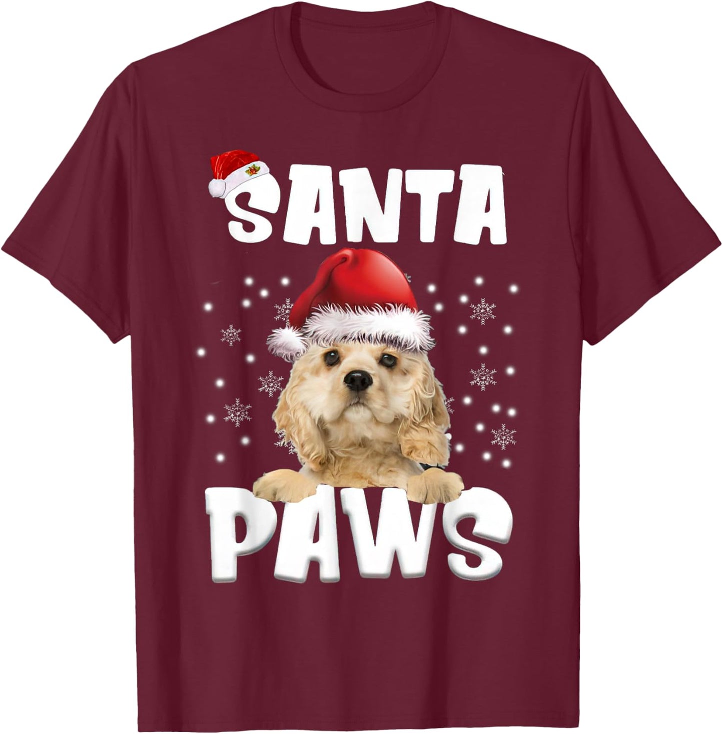 Funny American Cocker Spaniel Christmas Lights Tree Dog Men Women T-Shirt - T-Shirt | Maroon