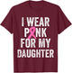 I Wear Pink for My Daughter Breast Cancer Awareness T-Shirt - T-Shirt | Maroon