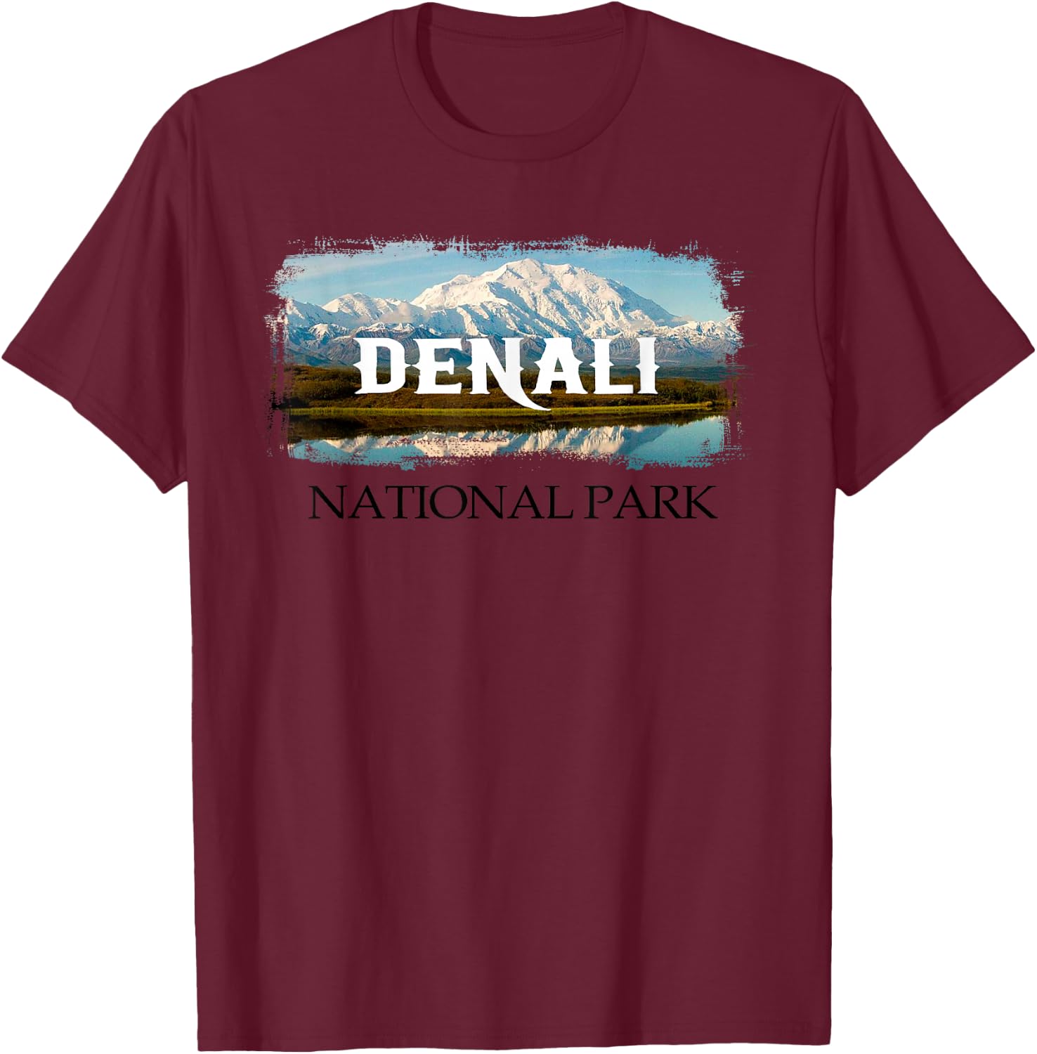 Retro Vintage Denali Alaska National Park Design T-Shirt - T-Shirt | Maroon