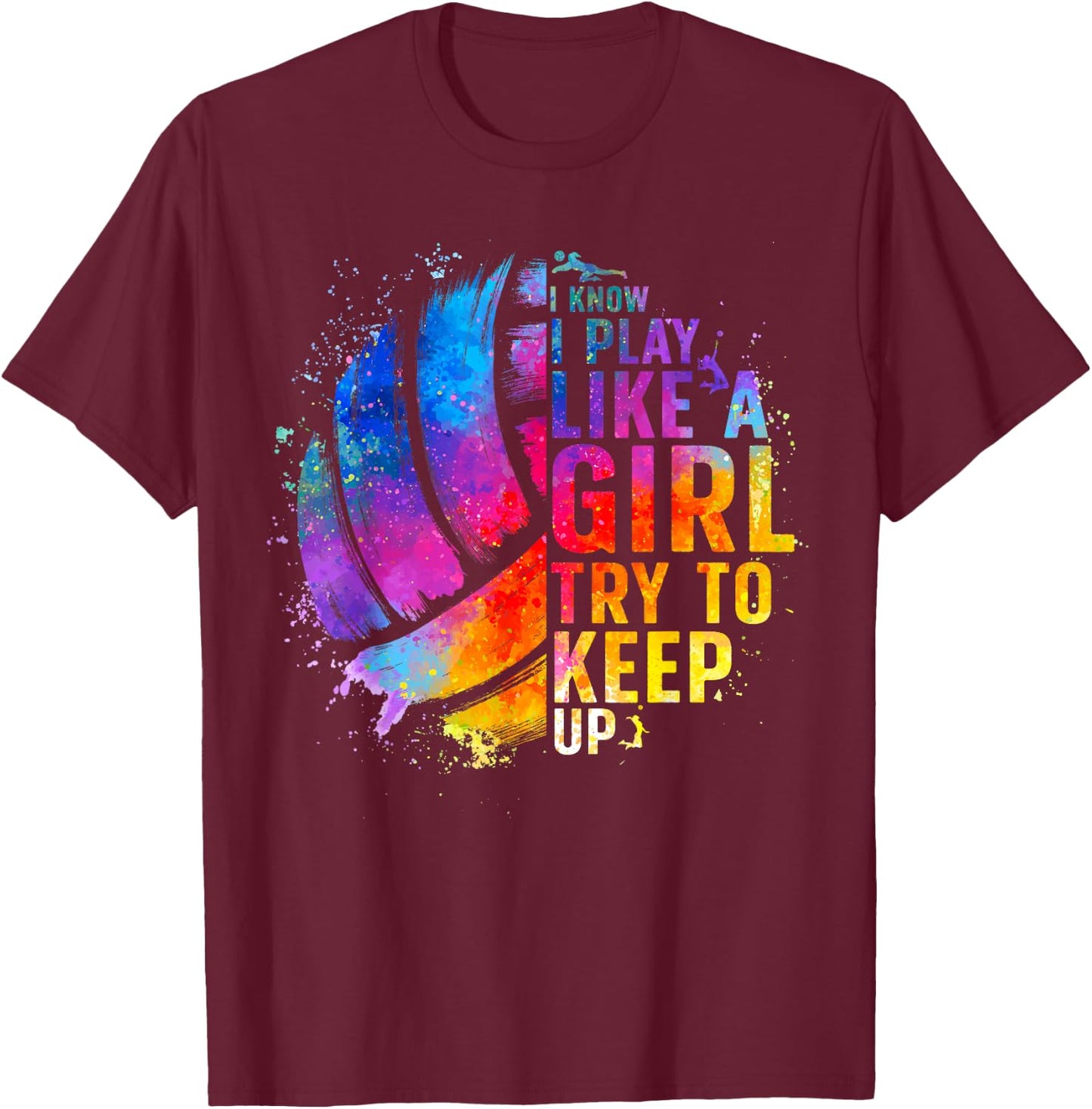 Volleyball for Teen Girls Women College Volleyball Lovers T-Shirt - T-Shirt | Maroon