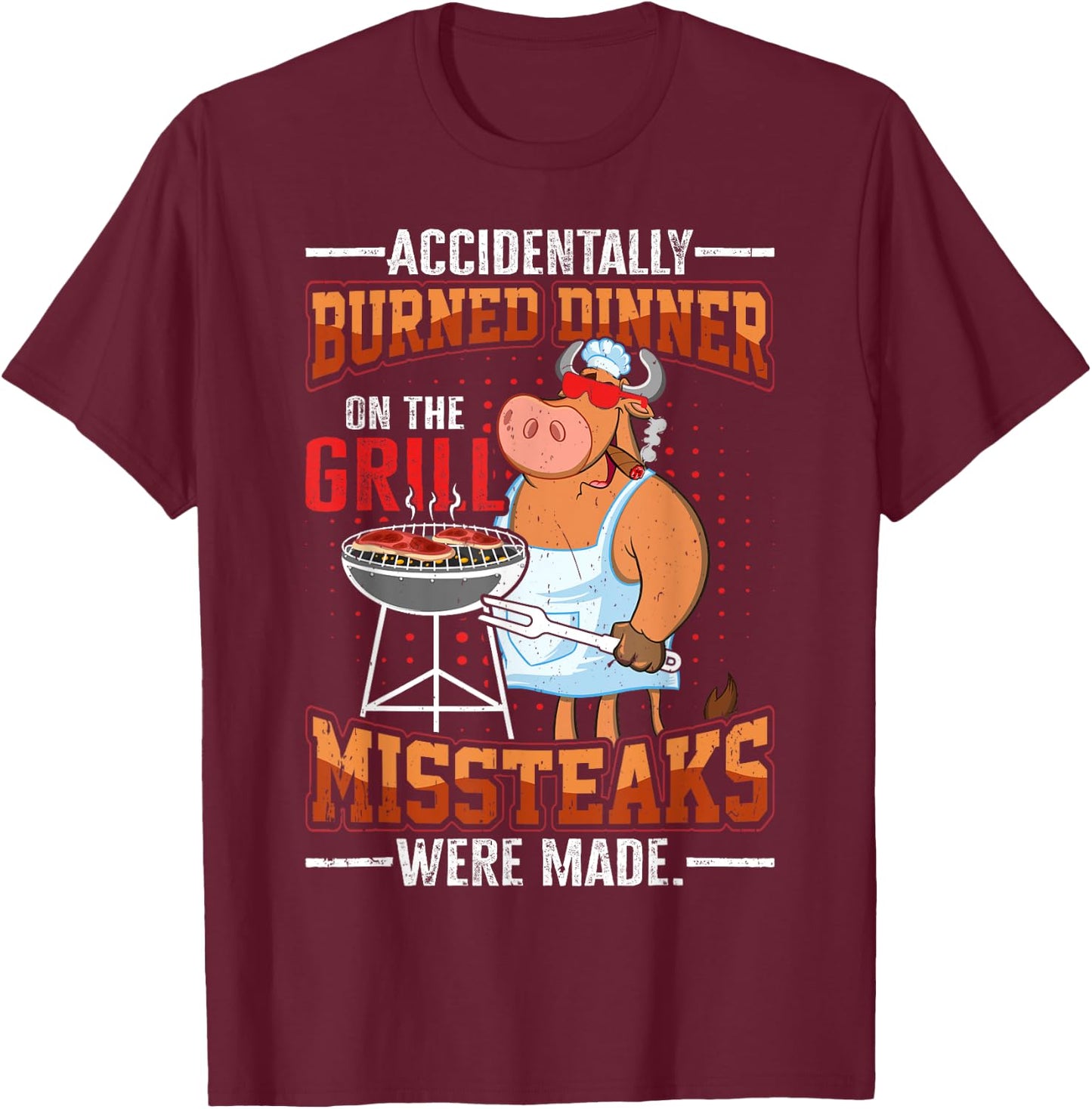 Funny summer vacation BBQ grill master steaks dad joke Men Women Kids T-Shirt - T-Shirt | Maroon