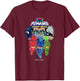 PJ Masks Group Shot Video Game Glitch Logo T-Shirt - T-Shirt | Maroon