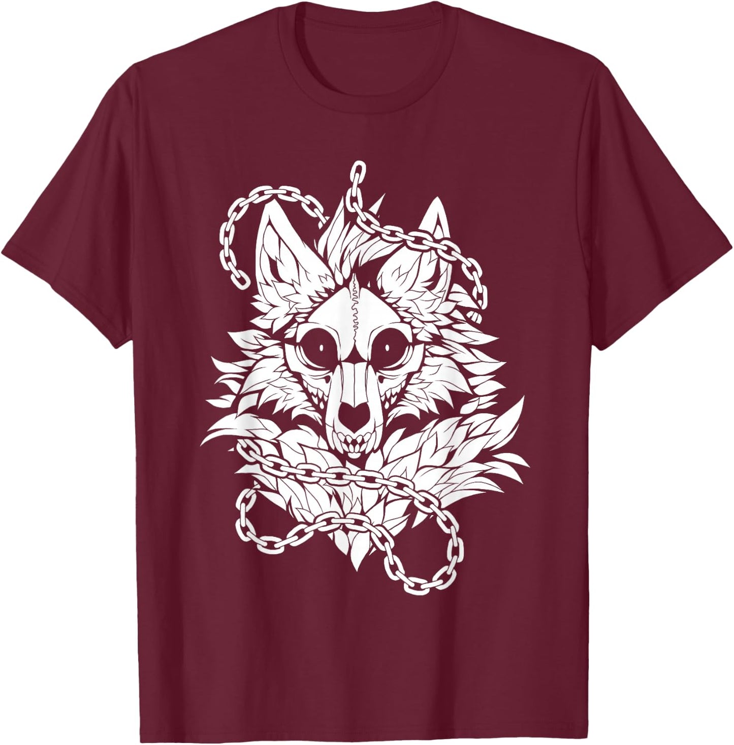 Skull Wolf Skeleton Dog T-Shirt - T-Shirt | Maroon