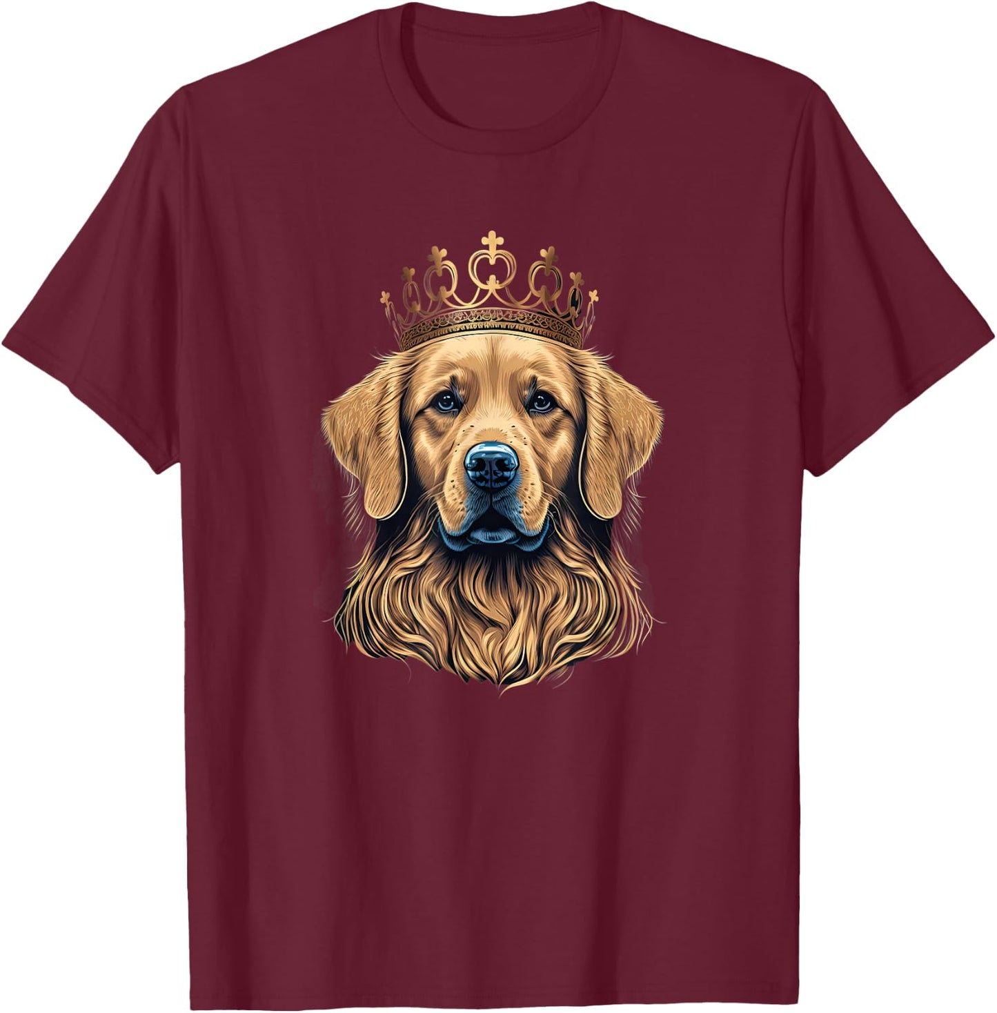 Funny Golden Retriever with a Golden Crown T-Shirt - T-Shirt | Maroon